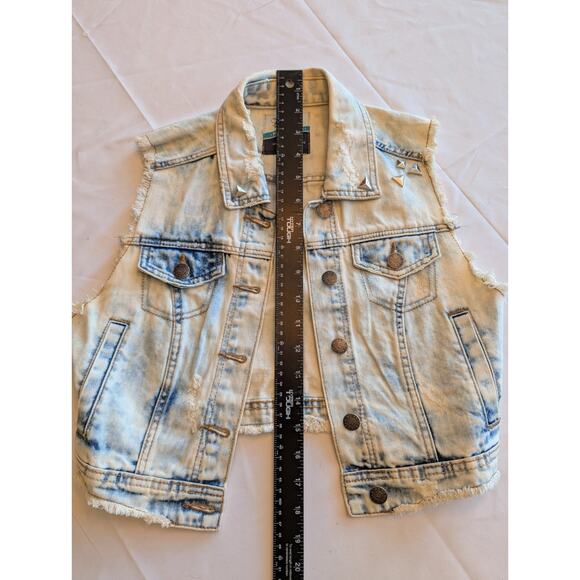 Z Brand Y2K Vintage Woman's Denim Button Up Distressed Vest Sz Small - Picture 5 of 7